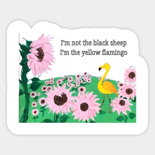 Funny Yellow Flamingo Sticker